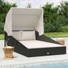 vidaXL Sonnenliege mit Faltdach Schwarz 200x114x128 cm Poly Rattan