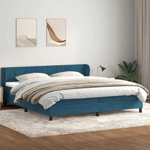 vidaXL Boxspringbett mit Matratzen Dunkelblau 180x210 cm Samt