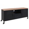 vidaXL TV-Schrank Schwarz 110x30x43 cm Eisen und Massivholz Tanne