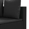 vidaXL 3-tlg. Garten-Sofagarnitur mit Kissen Schwarz Poly Rattan
