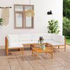 vidaXL 7-tlg. Garten-Lounge-Set mit Creme Kissen Massivholz Teak