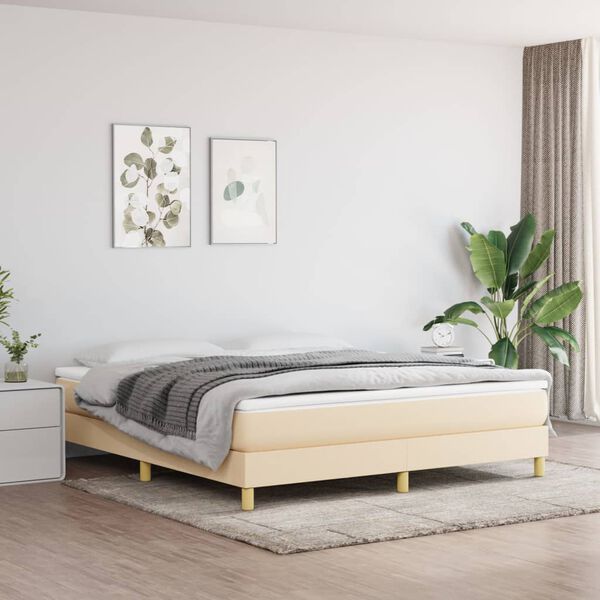 vidaXL Boxspringbettgestell Creme 160x200 cm Stoff