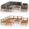 vidaXL 10-tlg. Garten-Lounge-Set mit Grauen Kissen Massivholz Teak