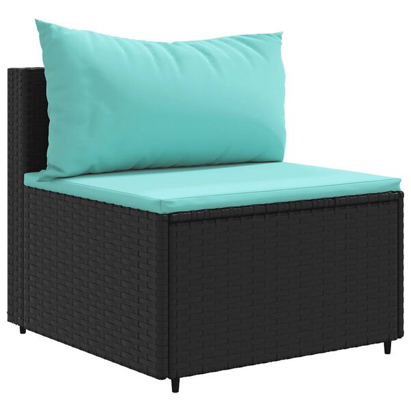 vidaXL 8-tlg. Garten-Lounge-Set mit Kissen Schwarz Poly Rattan