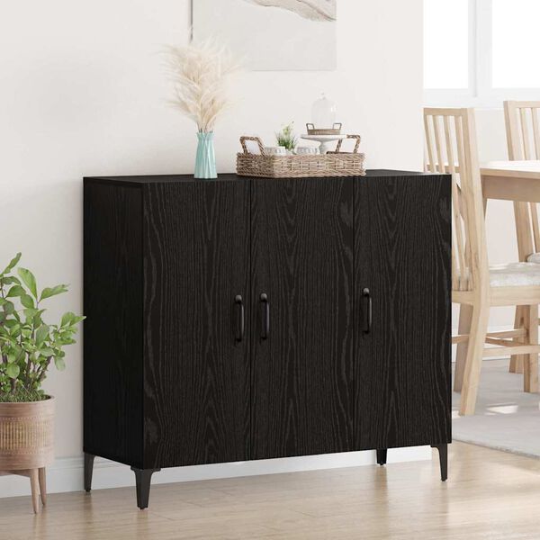 vidaXL Sideboard Schwarz Eichen-Optik 34 x 90 x 80 cm Holzwerkstoff