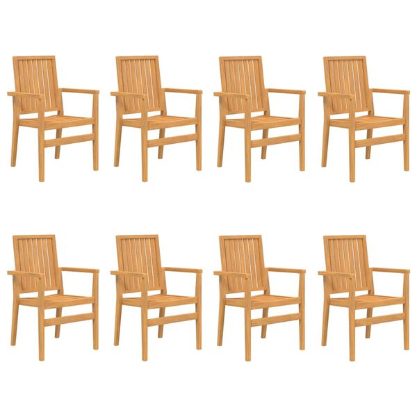 vidaXL Gartenst&uuml;hle 8 Stk. Stapelbar 56,5x57,5x91 cm Massivholz Teak