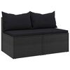 vidaXL Garten-Mittelsofas mit Kissen 2 Stk. Schwarz Poly Rattan