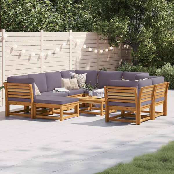 vidaXL 10-tlg. Garten-Lounge-Set mit Kissen Massivholz Akazie