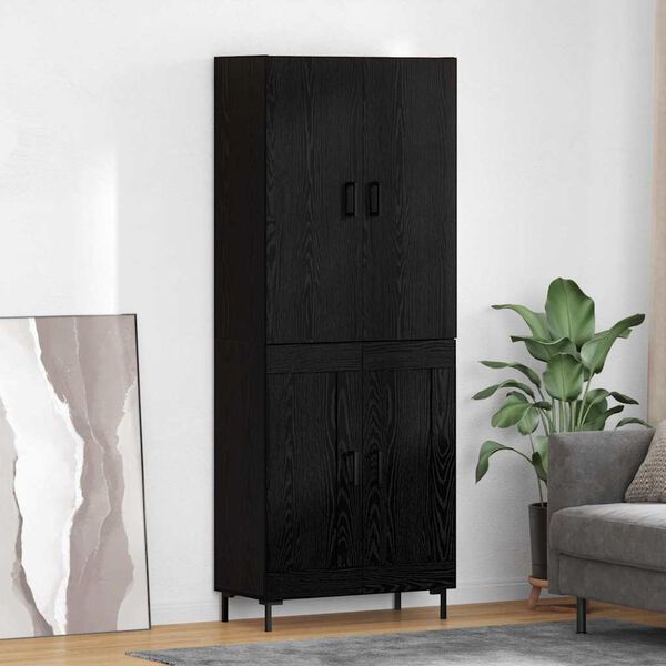 vidaXL Highboard Schwarz Eichen-Optik 69,5 x 34 x 180 cm Holzwerkstoff