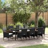vidaXL Garten Essgruppe mit Kissen 9 pcs Schwarz Poly-Rattan