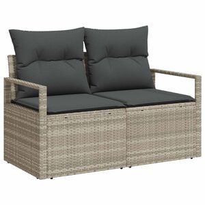 vidaXL Garten-Sofa mit Kissen 120 x 62 x 69 cm Poly-Rattan