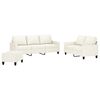 vidaXL 3-tlg. Sofagarnitur mit Kissen Creme Kunstleder