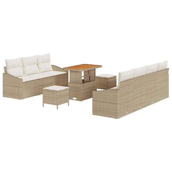 vidaXL Gartensofa-set mit Kissen 10 pcs Beige Poly-Rattan
