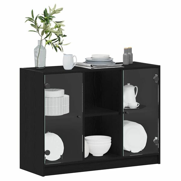 vidaXL Sideboard Schwarz Eichen-Optik 100 x 37 x 75,5 cm