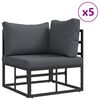 vidaXL Gartensofa-set mit Kissen 9 pcs Schwarz Aluminium