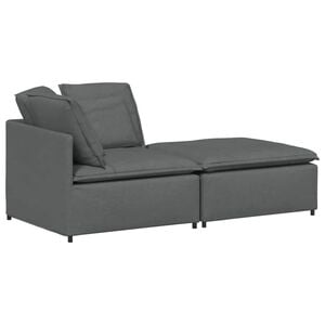 vidaXL Modulares Sofa mit Fu&szlig;hocker Kissen Stoff Dunkelgrau