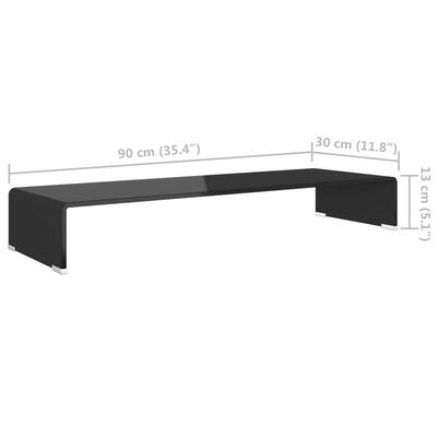 vidaXL TV-Tisch/Bildschirmerhöhung Glas Schwarz 90x30x13 cm