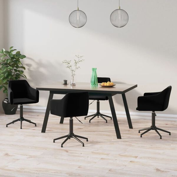vidaXL Esszimmerst&uuml;hle 4 Stk. Drehbar Schwarz Samt