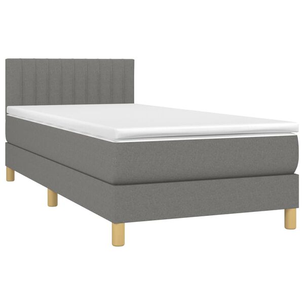 vidaXL Boxspringbett mit Matratze & LED Dunkelgrau 80x200 cm Stoff