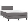 vidaXL Boxspringbett mit Matratze & LED Grau 120x190 cm Kunstleder