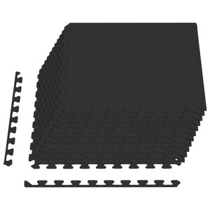 vidaXL Pool Bodenschutzmatte 12 pcs Schwarz 4,32 m&sup2; EVA-Schaum