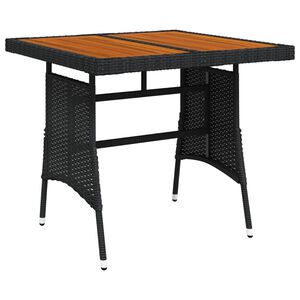 vidaXL Gartentisch Schwarz 70x70x72 cm Poly Rattan & Massivholz Akazie