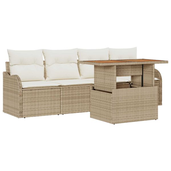 vidaXL Gartensofa-set mit Speicher 5 pcs Beige Poly-Rattan