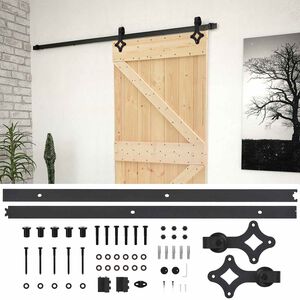 vidaXL Schiebet&uuml;r Nat&uuml;rlich und Schwarz 90 x 210 cm