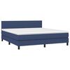 vidaXL Boxspringbett mit Matratze & LED Blau 160x200 cm Stoff