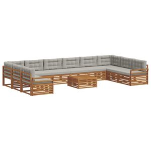 vidaXL Sofagarnituren 11 pcs Nat&uuml;rlich und Hellgrau Massivholz Akazie