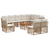 vidaXL Outdoor-Sofagarnitur 11 pcs Nat&uuml;rlich und Cremwei&szlig; Polyester