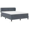 vidaXL Boxspringbett mit Matratze Dunkelgrau 160 x 200 cm Samt