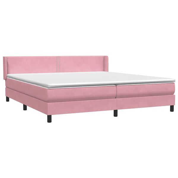 vidaXL Boxspringbett mit Matratze Rosa 180x210 cm Samt