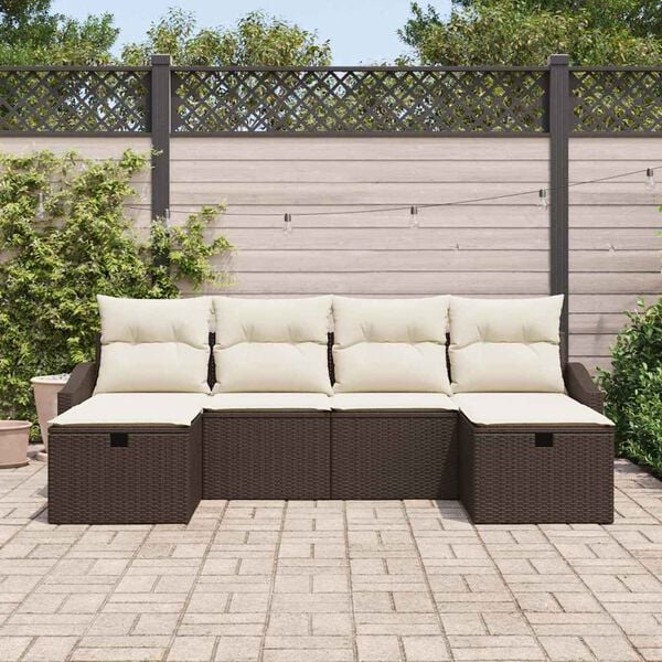 vidaXL Gartensofa-set mit Kissen mit Speicher 6 pcs Poly-Rattan