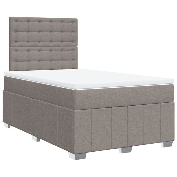 vidaXL Boxspringbett mit Matratze Taupe 120x200 cm Stoff