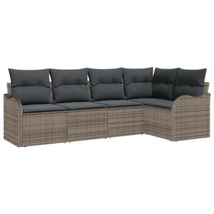 vidaXL Gartensofa-set mit Speicher 5 pcs Grau Poly-Rattan
