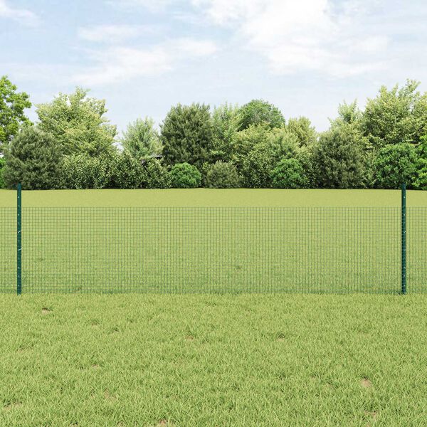 vidaXL Zaun mit Pfosten Gr&uuml;n 0,5 x 50 m Stahl und PVC