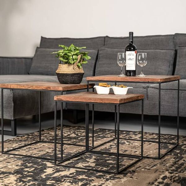 HSM Collection 3-tlg. Couchtisch-Set Austin Quadratisch