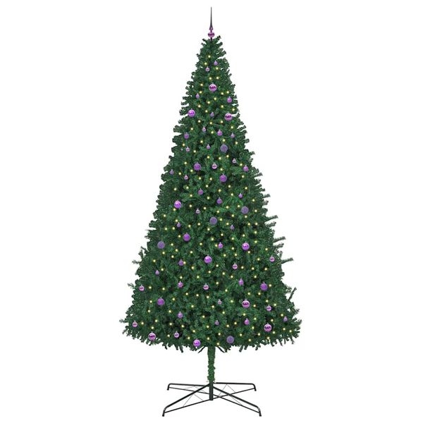 vidaXL Weihnachtsbaum mit dekorativen Lichterketten Gr&uuml;n 400 cm PVC