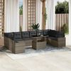 vidaXL 11-tlg. Garten-Sofagarnitur mit Kissen Grau Poly Rattan