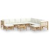 vidaXL 11-tlg. Garten-Lounge-Set mit Cremewei&szlig;en Kissen Bambus
