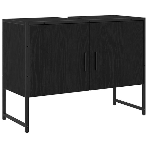 vidaXL Waschbeckenschrank mit Tür Schwarz Eichen-Optik 80 x 30 x 60 cm