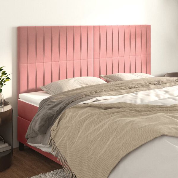 vidaXL Kopfteil Rosa 180 x 5 x 118/128 cm Samt