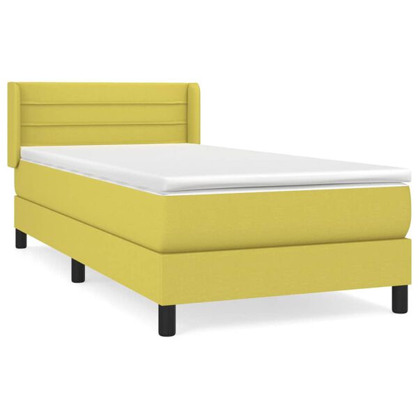 vidaXL Boxspringbett mit Matratze Gr&uuml;n 90x190 cm Stoff