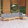 vidaXL 5-tlg. Garten-Lounge-Set mit Grauen Kissen Kiefernholz