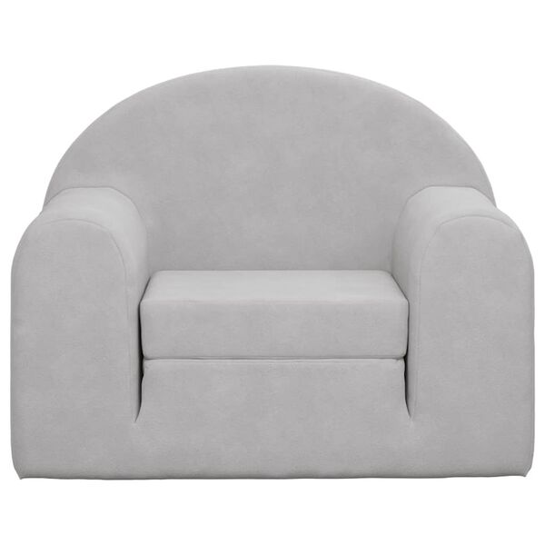 vidaXL Schlafsofa f&uuml;r Kinder Hellgrau Weicher Pl&uuml;sch