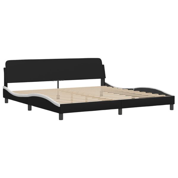 vidaXL Bett mit Matratze "Dover" Schwarz und Weiß 200x200 cm Kunstleder