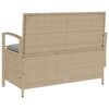 vidaXL Gartenbank mit Stauraum und Kissen Beige Poly Rattan
