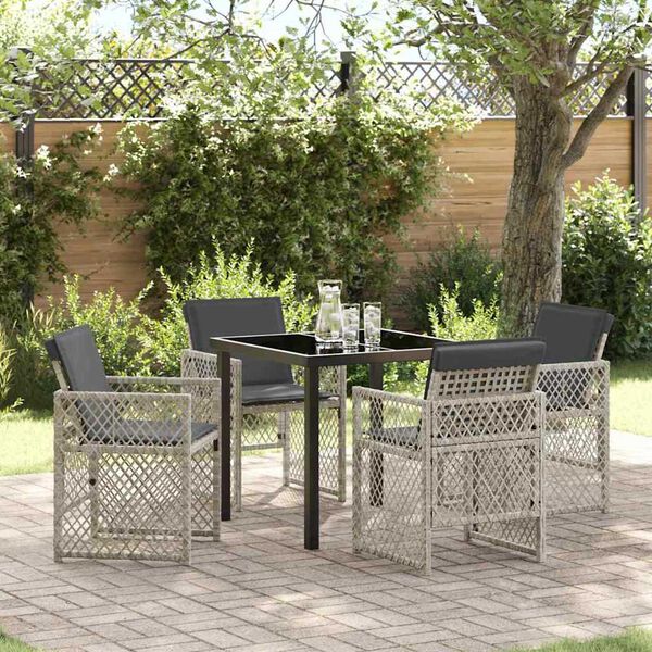 vidaXL Garten Essgruppe 5 pcs Hellgrau Poly-Rattan