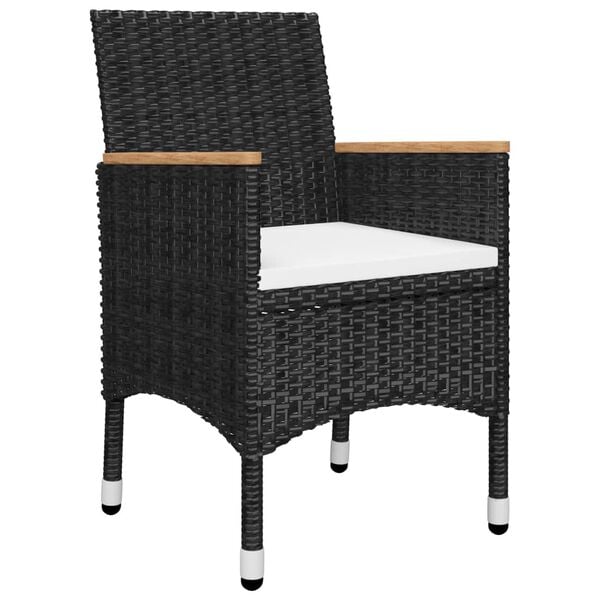 vidaXL 3-tlg. Bistro-Set Poly Rattan und Hartglas Schwarz